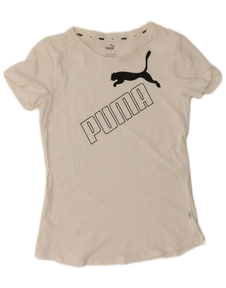 Puma Camiseta gráfica para mujer Top UK 10 Small White