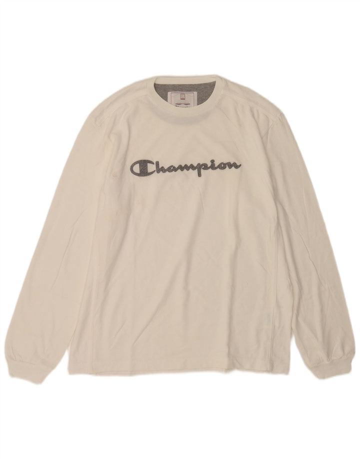 Champion Camiseta gráfica para hombre de manga larga XL de algodón blanco