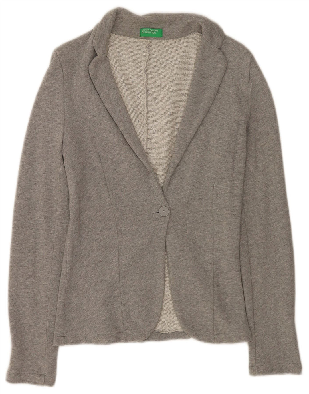 Benetton Chaqueta Americana De 1 Botón Para Mujer UK 8 Small Gris Algodón