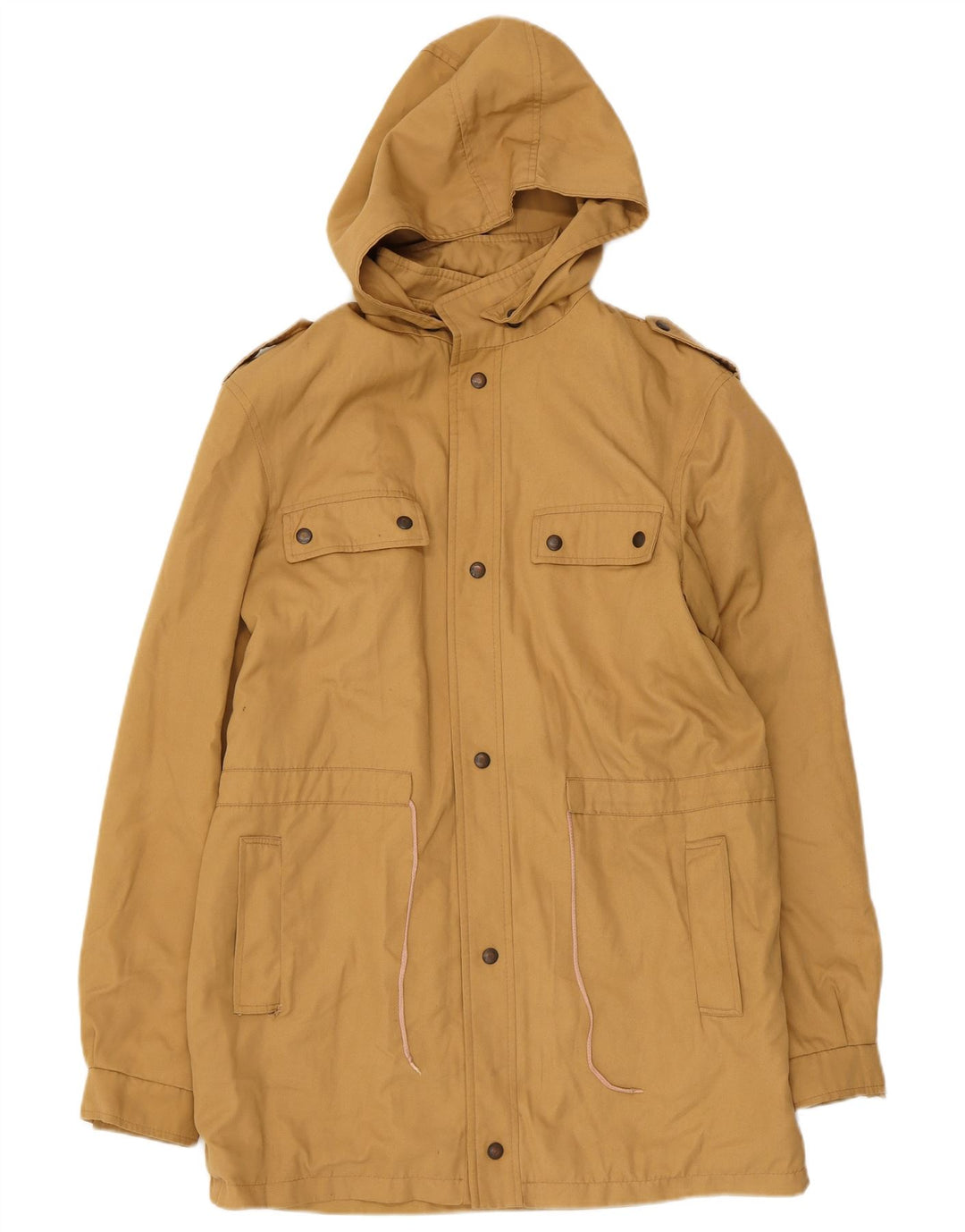Vintage hombres con capucha Parka chaqueta Reino Unido 38 Medio Beige