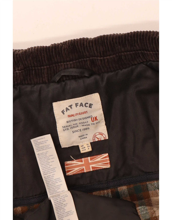 Abrigo de algodón encerado para mujer Fat Face UK 12 Medium Black