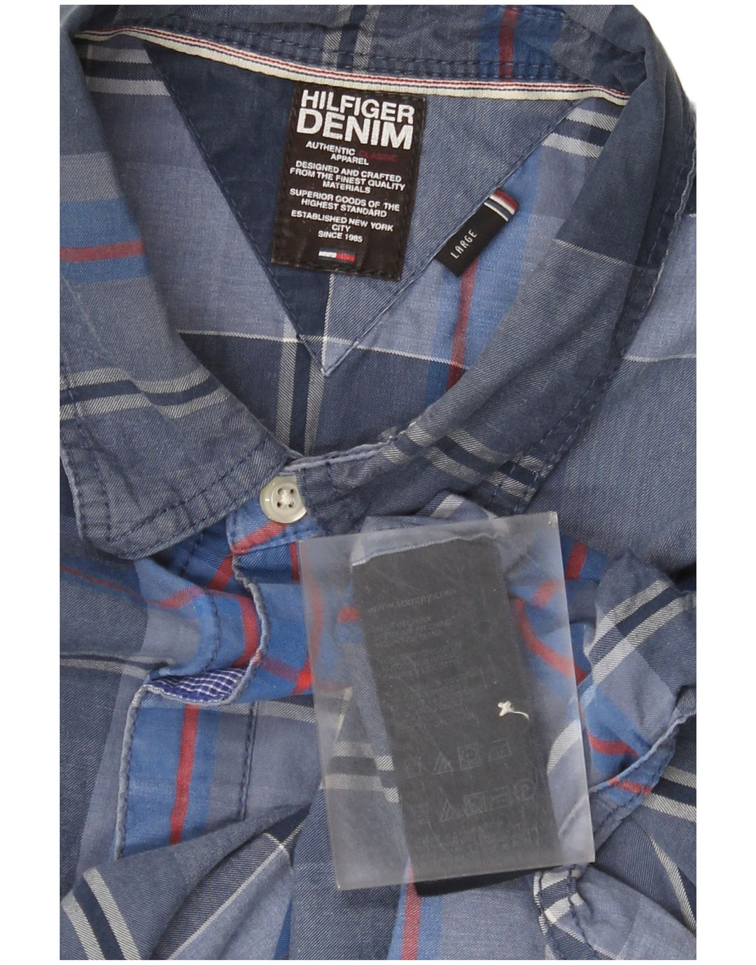 Camisa Tommy Hilfiger para hombre de algodón a cuadros azules grandes