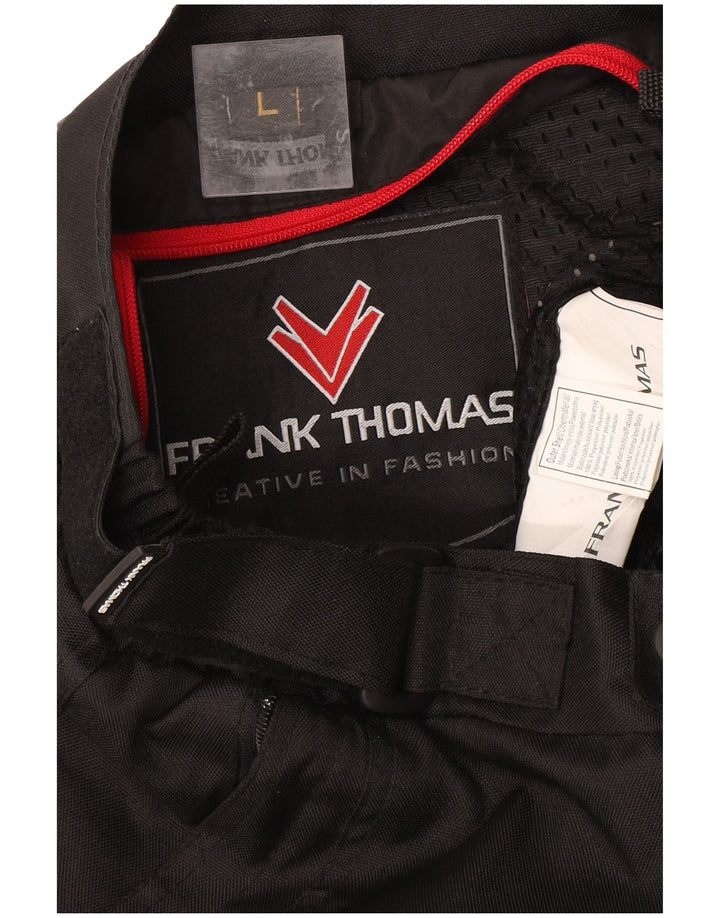 Frank Thomas Pantalones cortavientos para motocicleta para hombre, talla grande, W34 L31, color negro