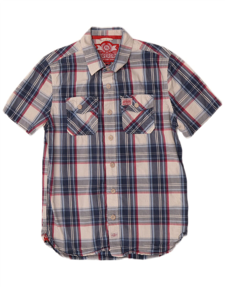 Superdry Camisa De Manga Corta De Algodón A Cuadros Azul Grande Para Hombre