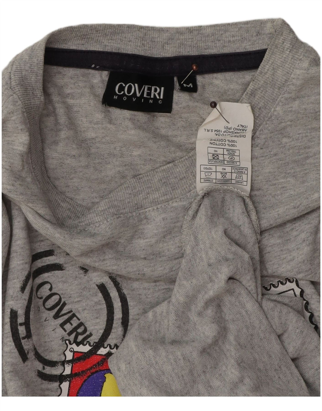 Coveri Camiseta gráfica para hombre Top de algodón moteado gris medio