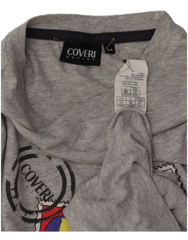 Coveri Camiseta gráfica para hombre Top de algodón moteado gris medio