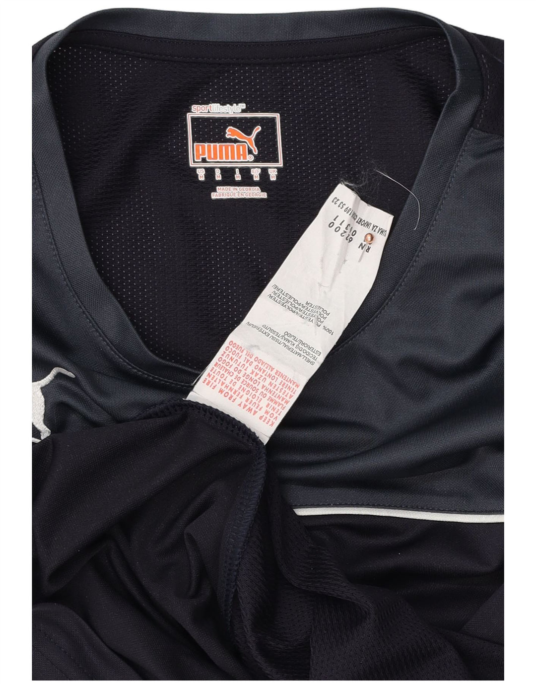 PUMA Mens T-Shirt Top Medium Navy Blue Colourblock Polyester