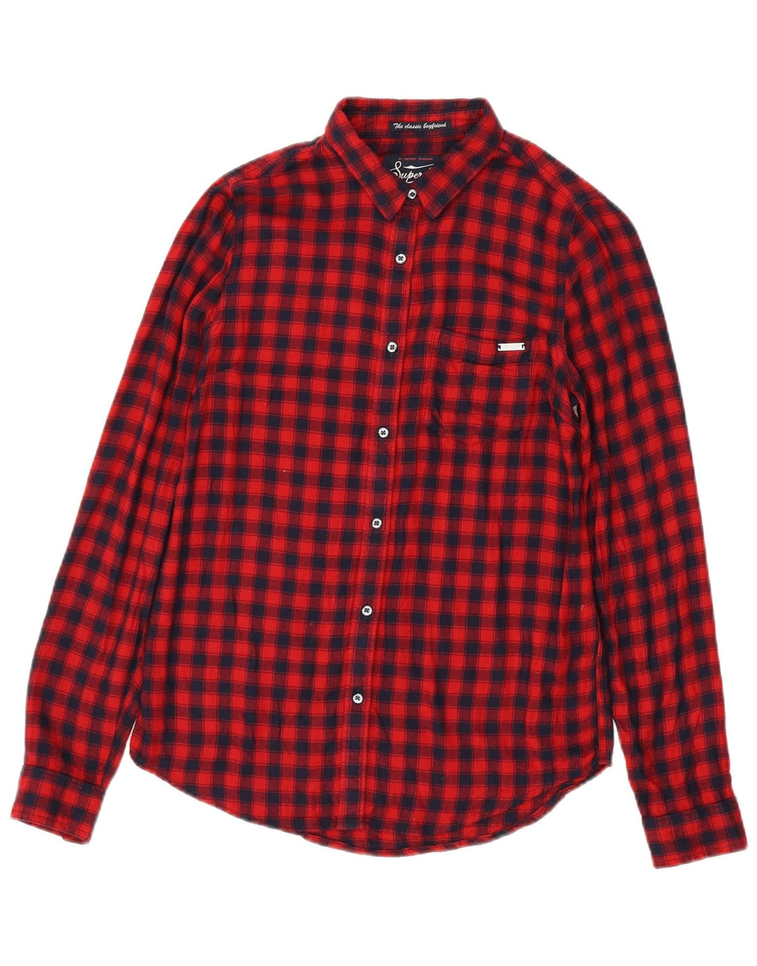 SUPERDRY Camisa de franela para mujer UK 6 XS Red Check Viscosa