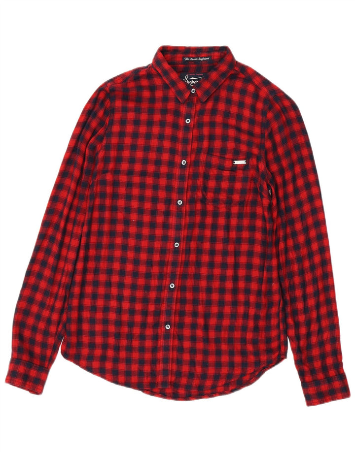 SUPERDRY Camisa de franela para mujer UK 6 XS Red Check Viscosa