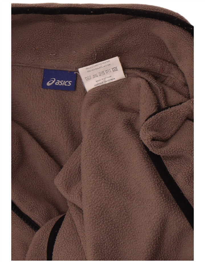 Asics Hombre Zip Neck Fleece Jumper Large Marrón Poliéster