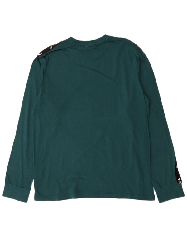 Fila Hombre Graphic Top Manga Larga Grande Verde Colorblock Algodón