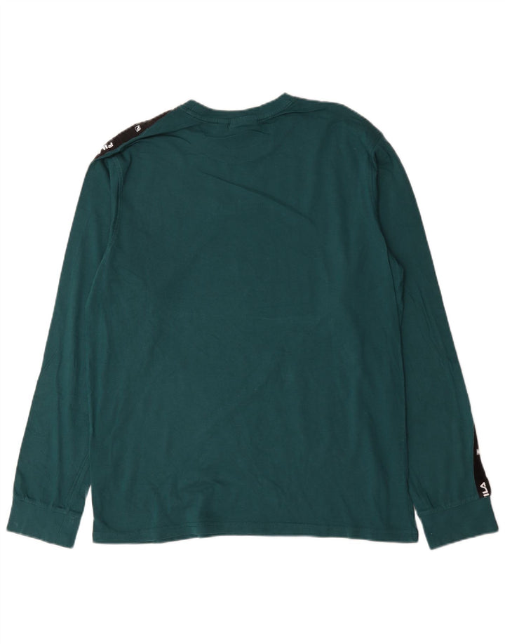 Fila Hombre Graphic Top Manga Larga Grande Verde Colorblock Algodón