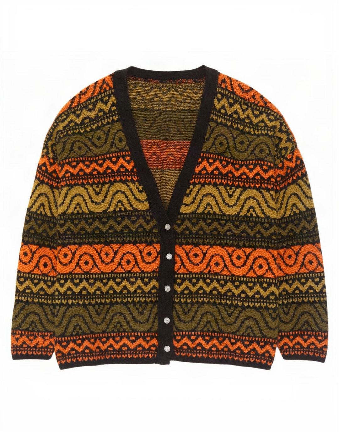 Vintage mujer oversized Cardigan suéter Reino Unido 18 XL multicolor geométrico