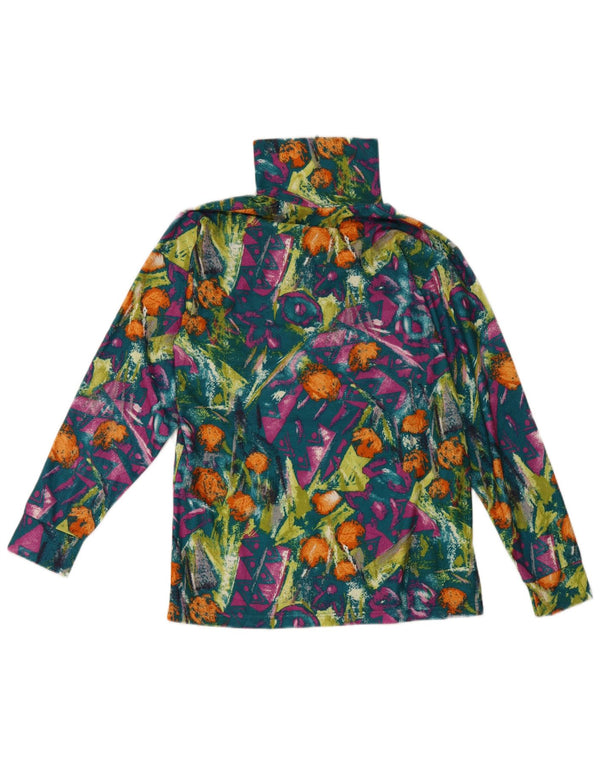 Vintage mujer patrón abstracto top manga larga IT 48 XL multicolor