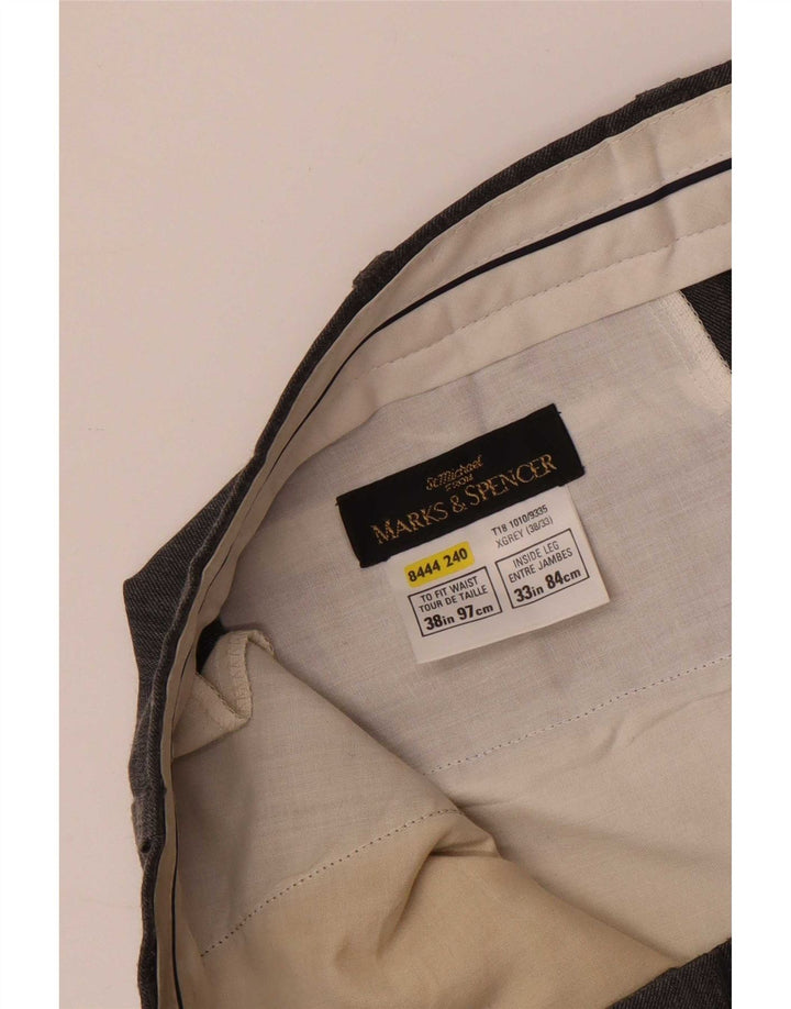Marks & Spencer Pantalones de traje rectos St. Michael para hombre W38 L33 Gris