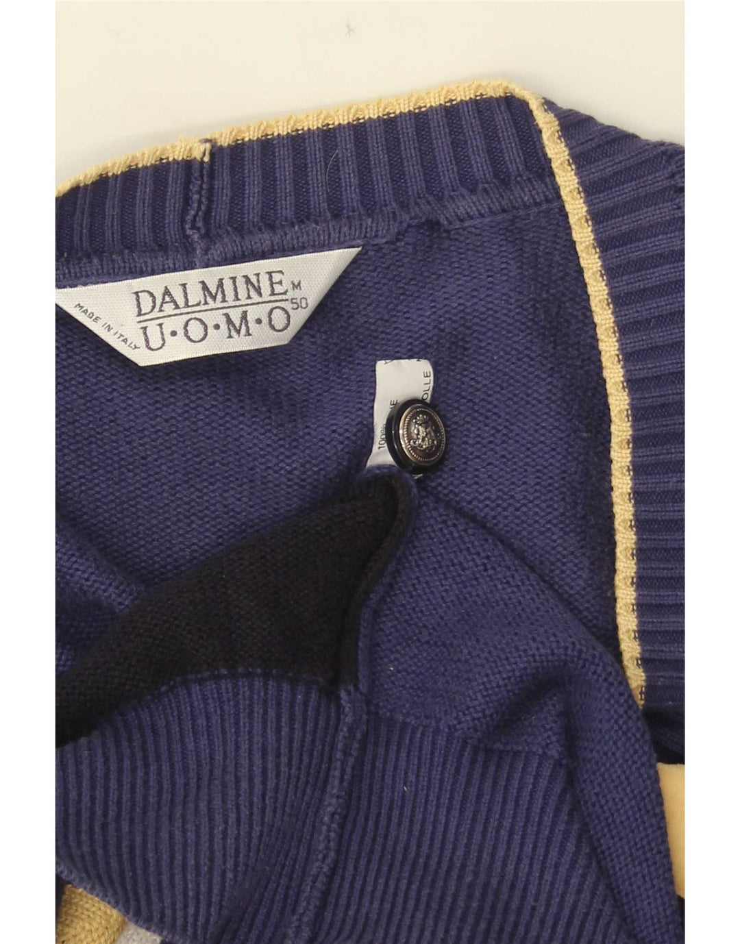 DALMINE Cárdigan para Hombre IT 50 Medium Azul Marino Colorblock Algodón