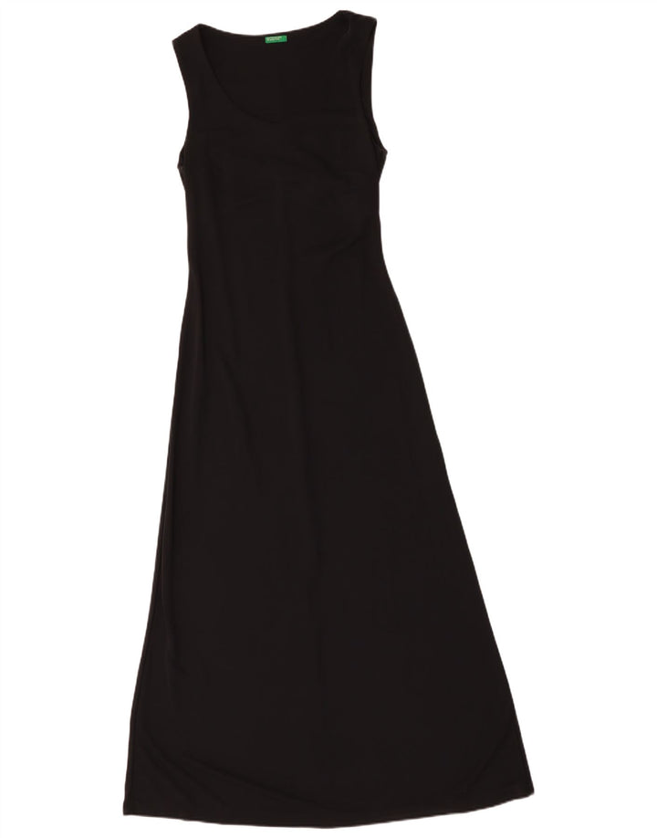 Benetton Vestido Largo Sin Mangas Mujer UK 8 Small Poliéster Negro