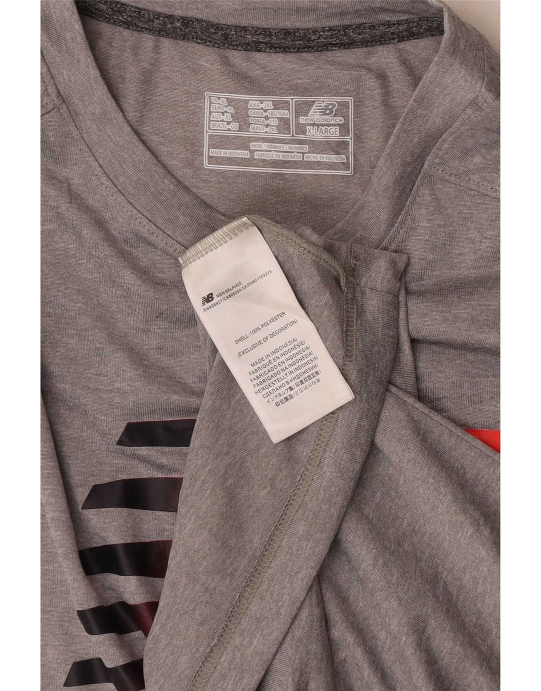 New Balance Camiseta gráfica para hombre Top XL Gris Poliéster