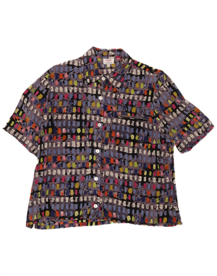 cherie Blusa camisera de manga corta para mujer IT 46 Large Multicolor Geométrico