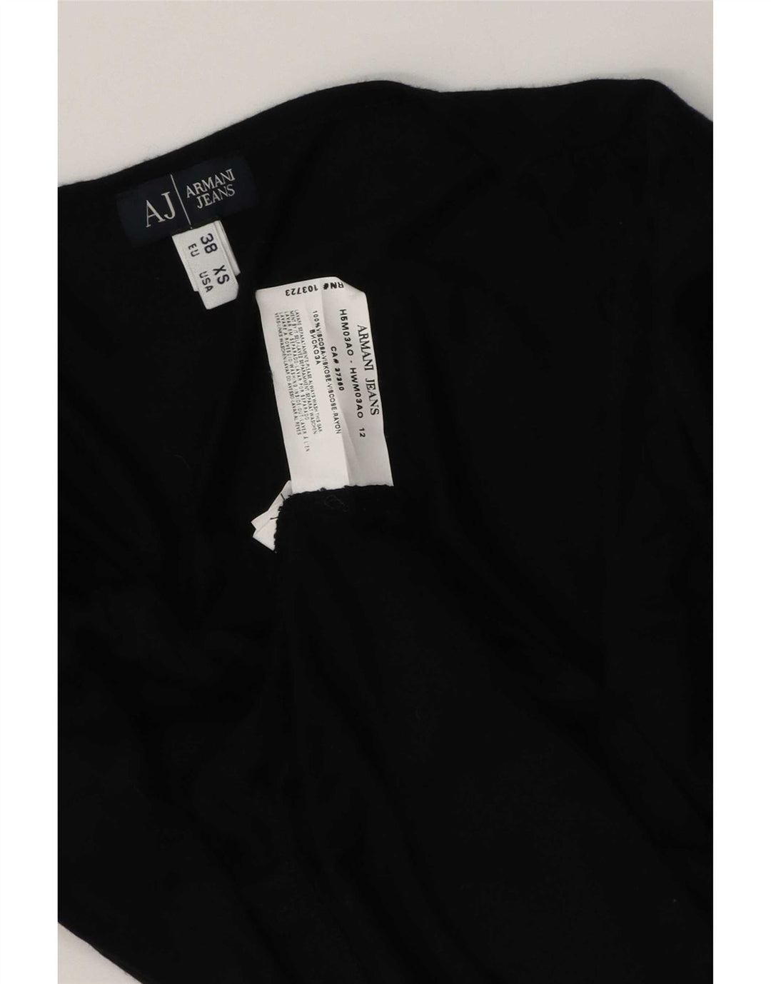 Armani Jeans Top Mujer Manga 3/4 EU 38 Viscosa Negra Mediana
