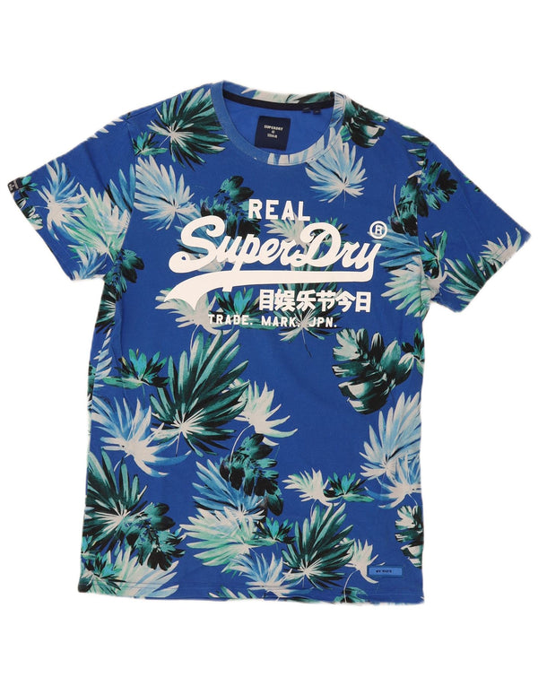 Superdry Camiseta con gráfico gráfico para hombre, talla grande, azul, floral, hawaiano