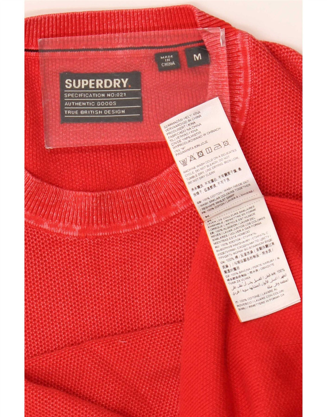 Superdry Jersey De Cuello Redondo Para Hombre De Algodón Rojo Medio