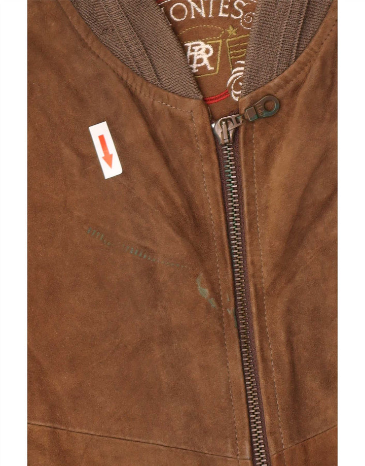 Montes Chaqueta bomber de ante para hombre EU 52 XL Cuero marrón
