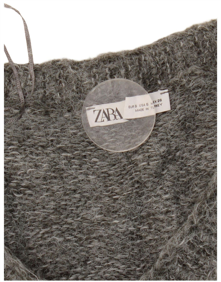 Zara Mujer Suéter Cárdigan Extragrande UK 10 Small Gris
