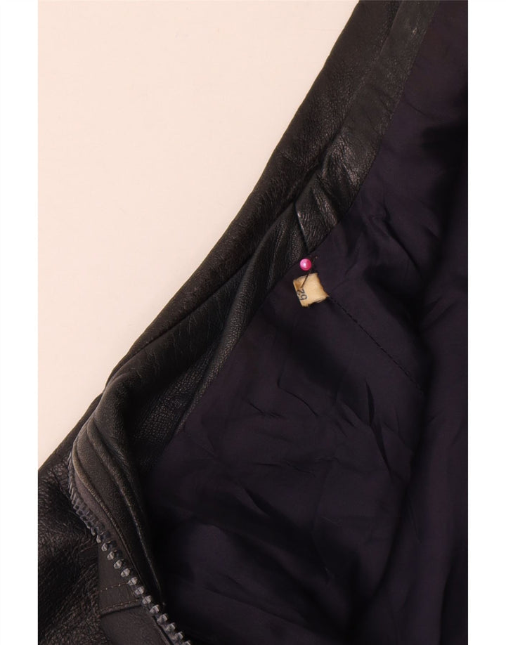 Chaqueta de cuero vintage para mujer IT 52 2XL Azul marino