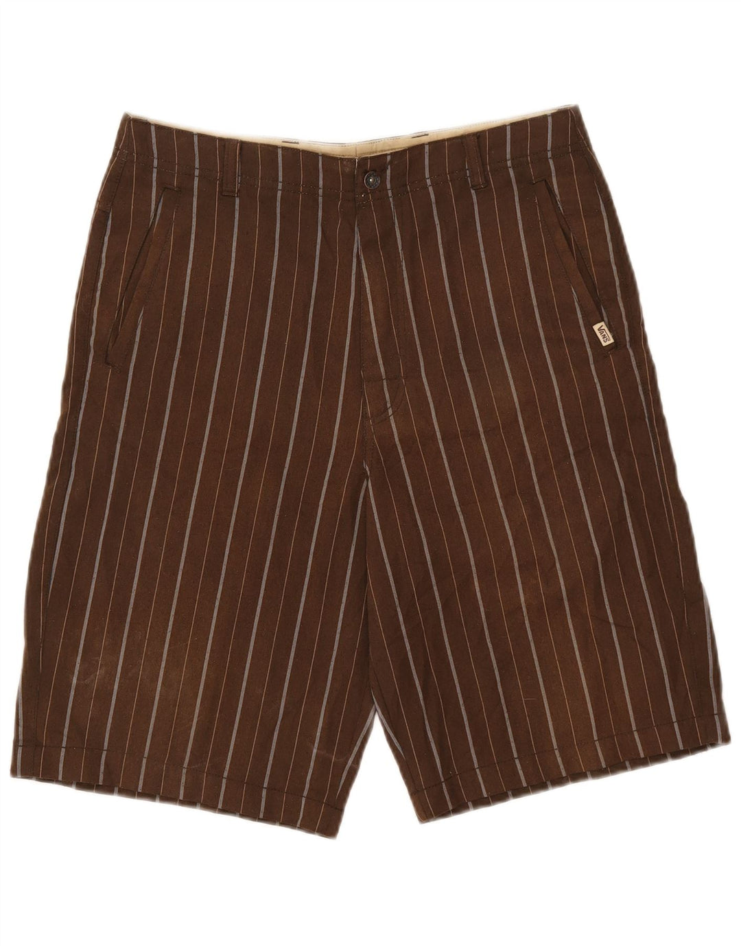Pantalones cortos chinos Vans para hombre W28 Poliéster a rayas marrones pequeños