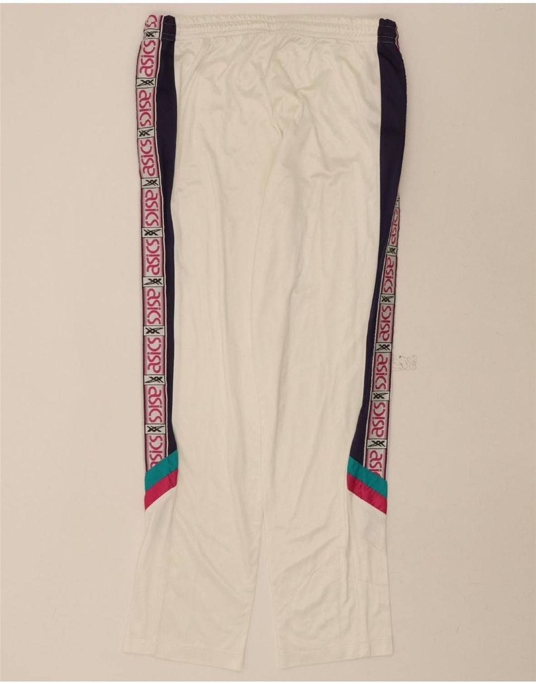 ASICS Mens Tracksuit Trousers Large White Colourblock Vintage Asics and Second-Hand Asics from Messina Hembry 
