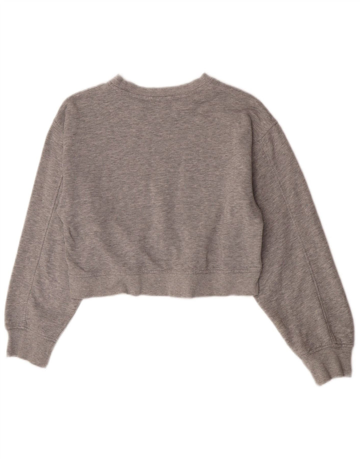 Zara Mujer Crop Sudadera Jumper UK 12 Gris Medio