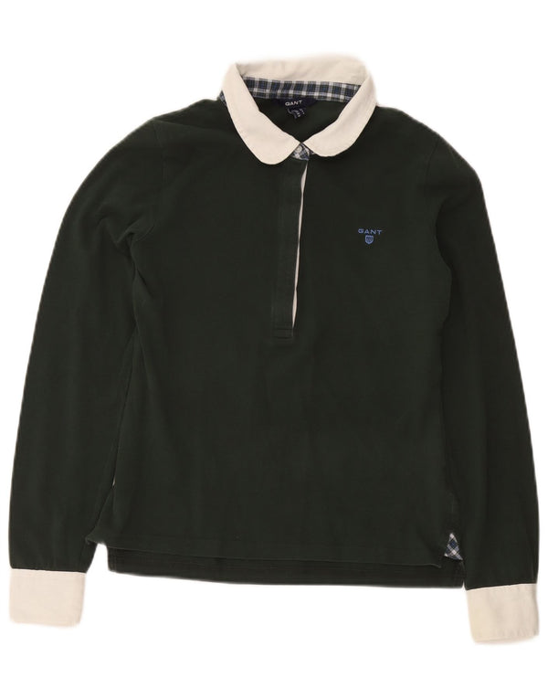 Gant Polo De Rugby De Manga Larga Para Mujer UK 8 Small Verde Colorblock