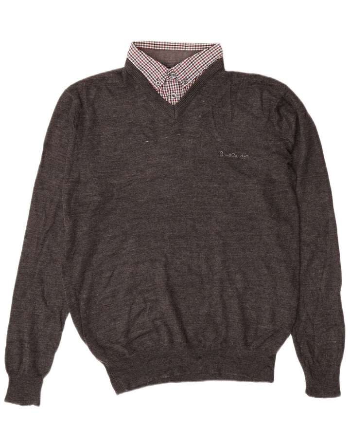 PIERRE CARDIN Jersey Con Cuello En V Para Hombre Acrílico Gris Medio Clásico