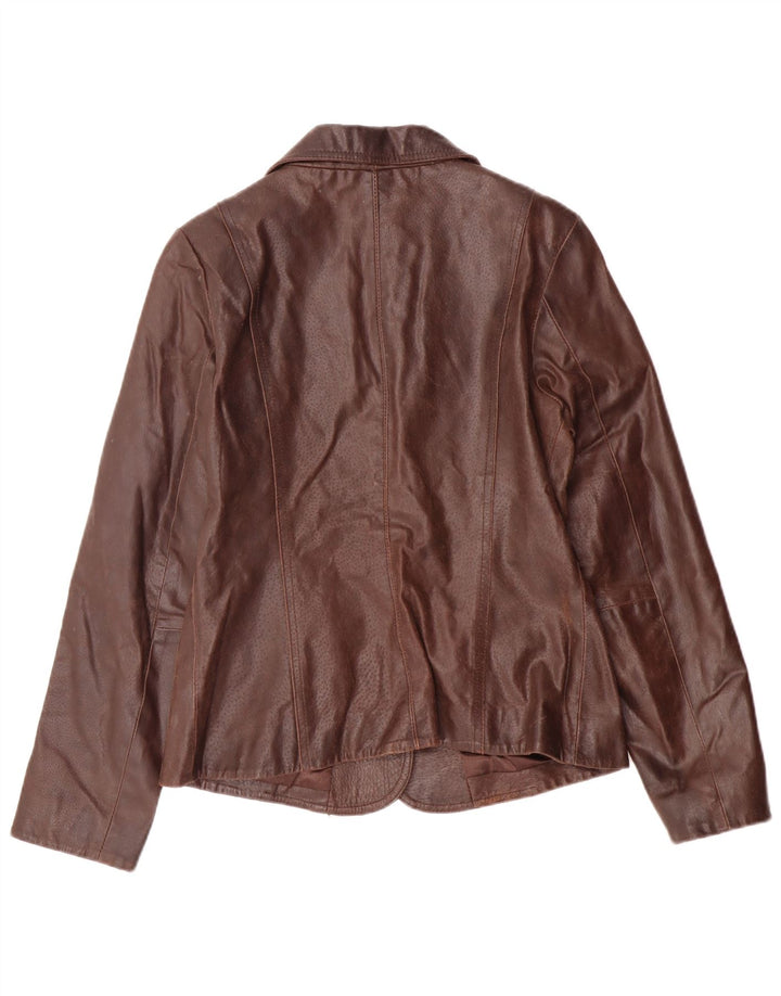 Bay Chaqueta de cuero para mujer UK 40 Cuero marrón medio Clásico