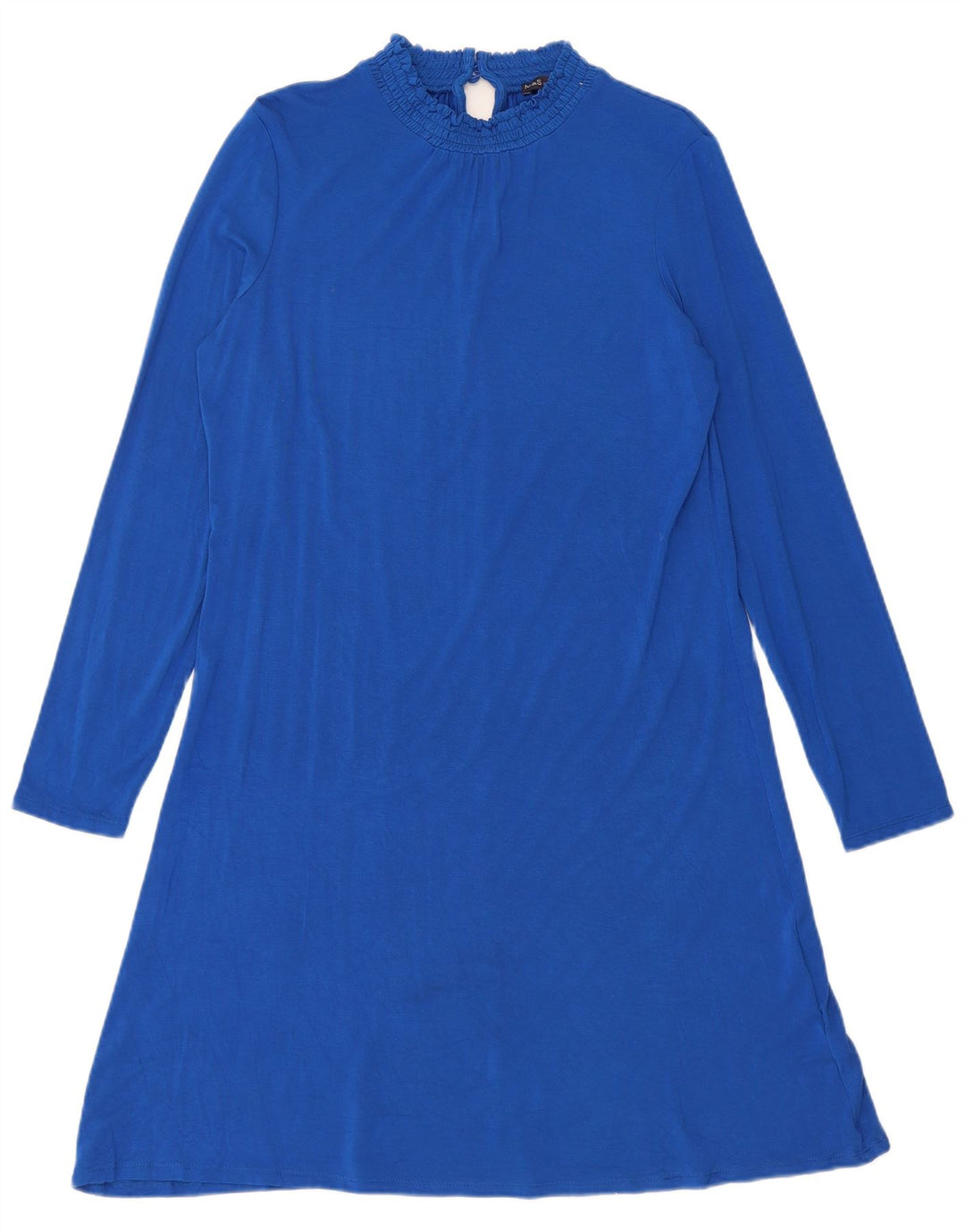 Marks & Spencer Vestido acampanado de manga larga para mujer UK 42 Viscosa azul medio