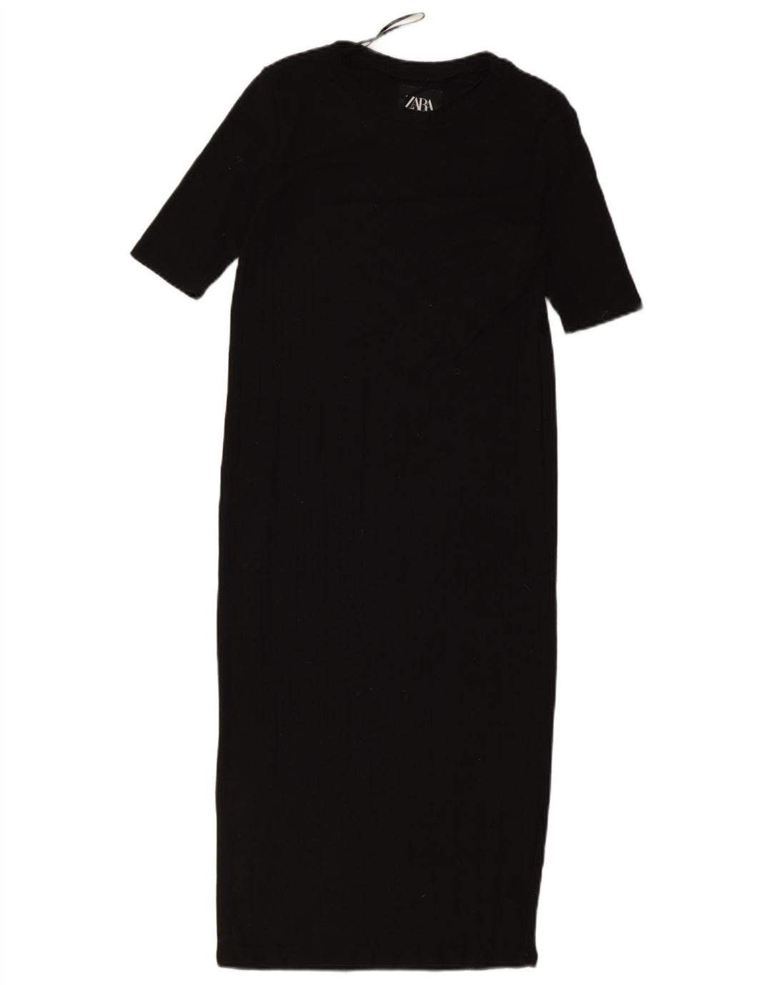 Zara Mujer Maxi Vestido UK 8 Pequeño Poliéster Negro