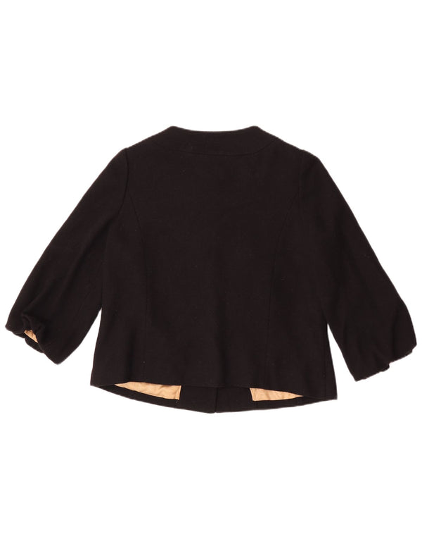 Monsoon Chaqueta Bolero de Manga 3/4 para Mujer UK 40 Small Lana Negra
