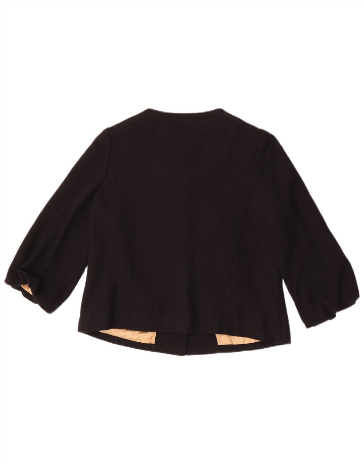 Monsoon Chaqueta Bolero de Manga 3/4 para Mujer UK 40 Small Lana Negra