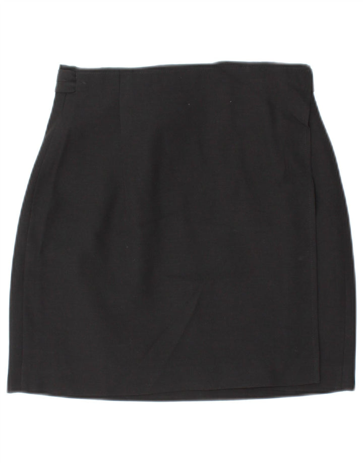 VINTAGE Mini falda cruzada para mujer IT 42 Mediana W26 Lana negra