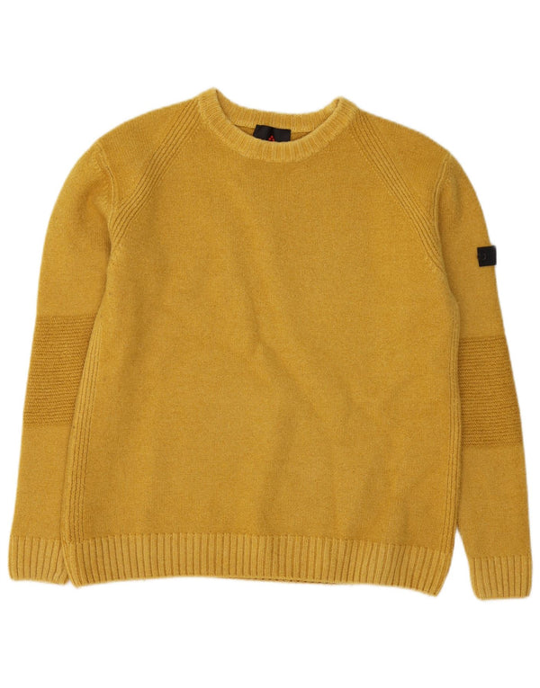 PEUTEREY Jersey de cuello redondo para hombre de lana amarilla grande