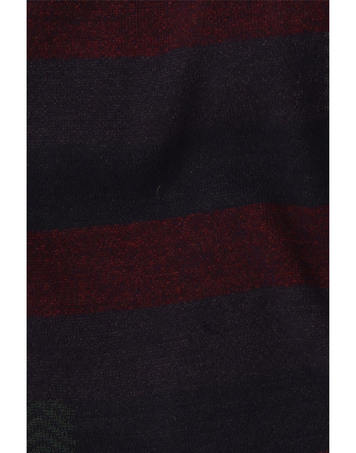 PIERRE SANGAN Suéter Cárdigan Hombre XL Lana Rayas Azul Marino