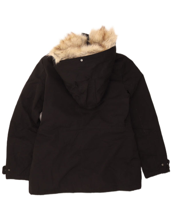 ZARA Chaqueta Parka Con Capucha Para Mujer UK 10 Small Nylon Negro