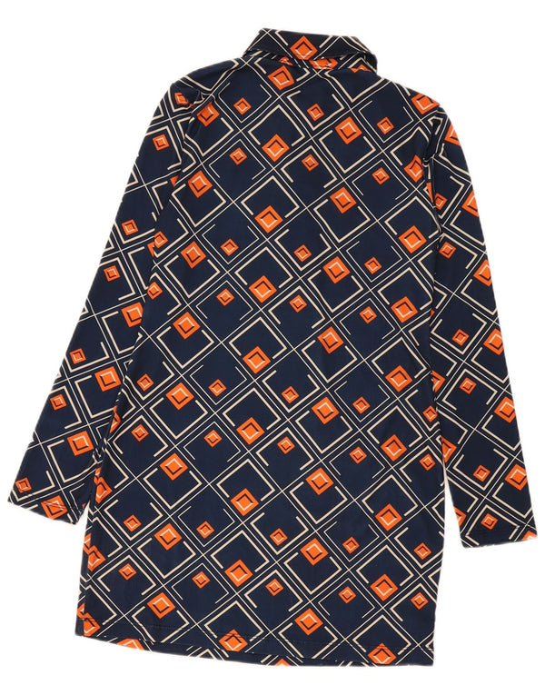 Zara Vestido camisero tipo jersey para mujer UK 40 Mediano Azul marino Geométrico