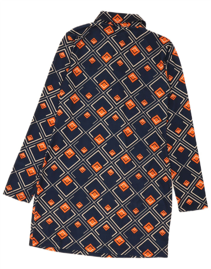 Zara Vestido camisero tipo jersey para mujer UK 40 Mediano Azul marino Geométrico