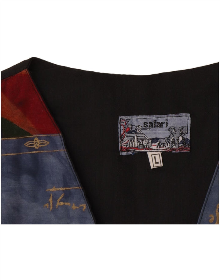 Vintage hombres patrón abstracto chaleco grande azul