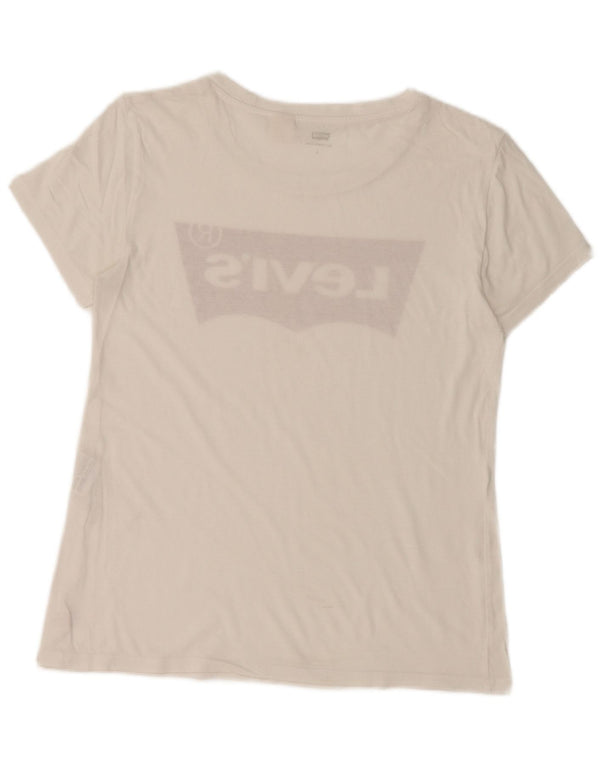 LEVI'S Camiseta gráfica para mujer Top UK 10 Small White