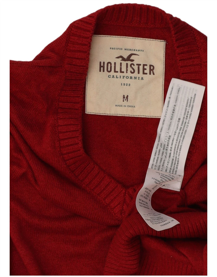Hollister Hombre V-Cuello Jumper Suéter Medio Algodón Rojo
