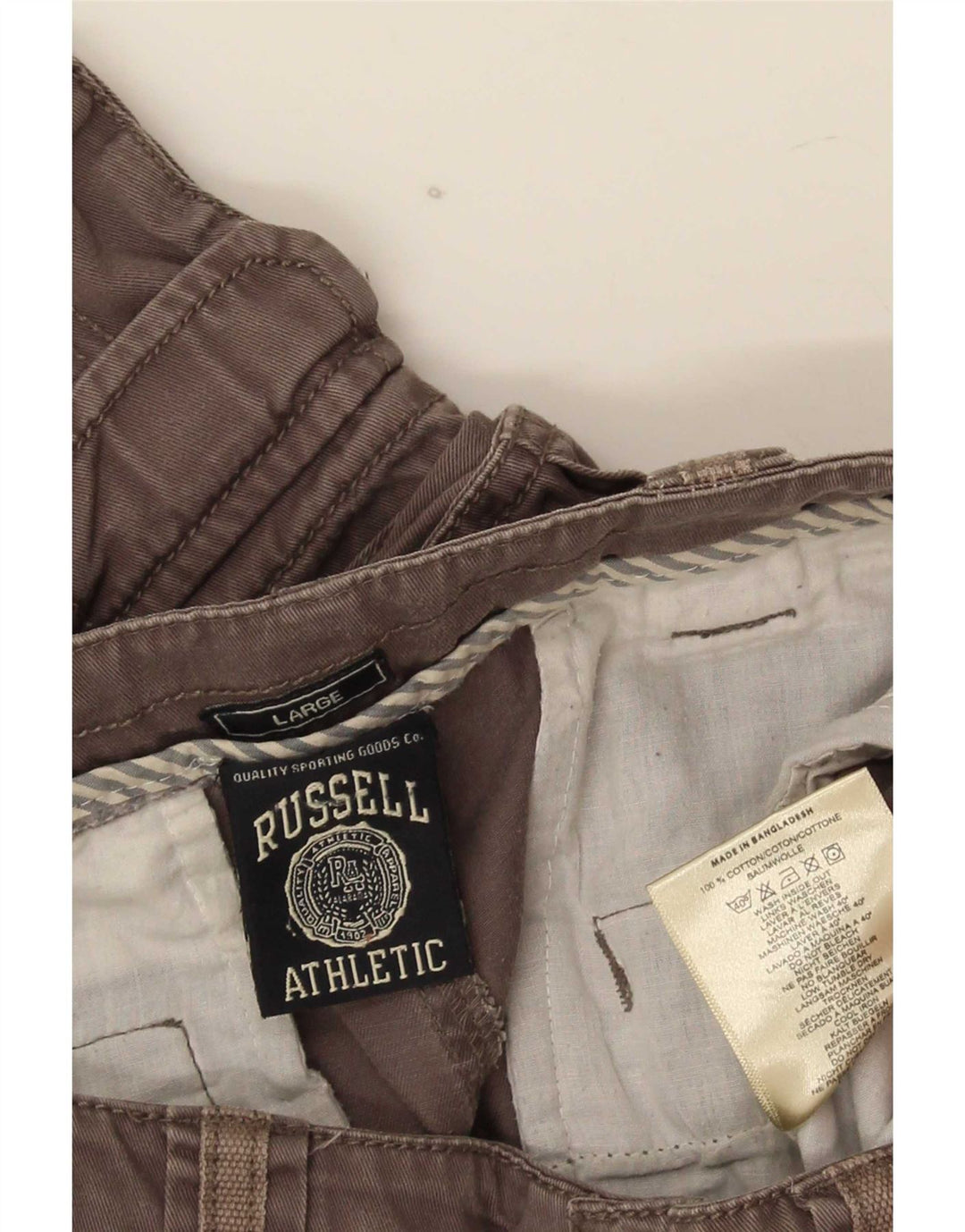 Russell Athletic - Pantalones cortos tipo cargo para hombre, talla grande, W34, algodón gris