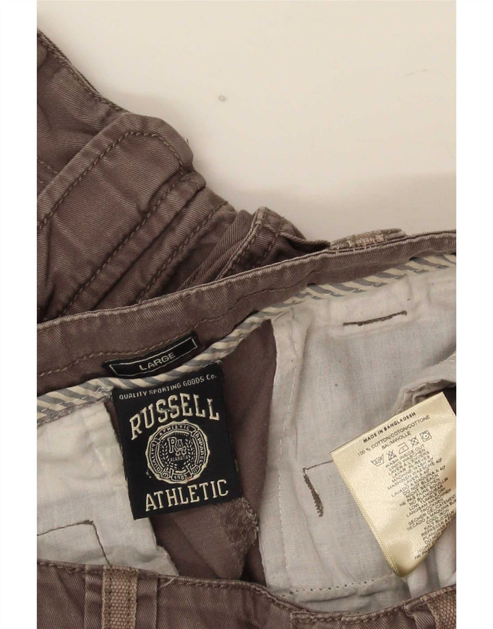 Russell Athletic - Pantalones cortos tipo cargo para hombre, talla grande, W34, algodón gris